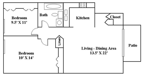 2 Bedroom 1 Bathroom